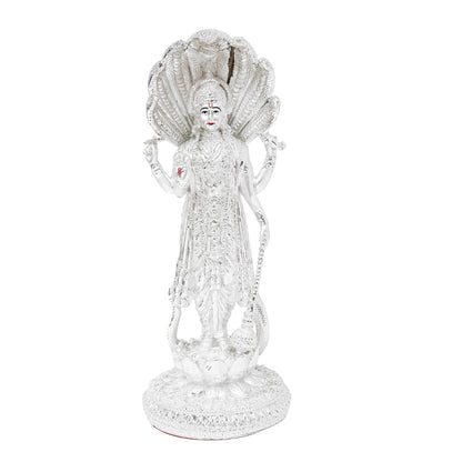 DIVINITI 999 Silver Plated Lord Vishnu Idols Statue Elegant Spiritual Prosperity, Protection, Divine for Home, Office, Puja Room, Décor Gift (30x13 CM)
