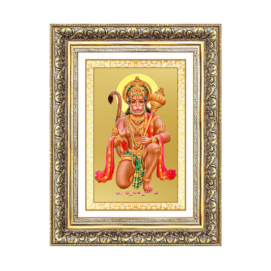 Diviniti 24K Gold Plated Hanuman With Blessings (Classic) Divine Wall Frame for Home Mandir & Office Decor | Luxury Spiritual Gift