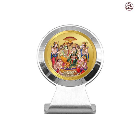 Ram Darbar | Divine Lord Ram, Sita, Laxman & Hanuman Car Dashboard & Tabletop Photo Frame in 24K Gold Plated Foil