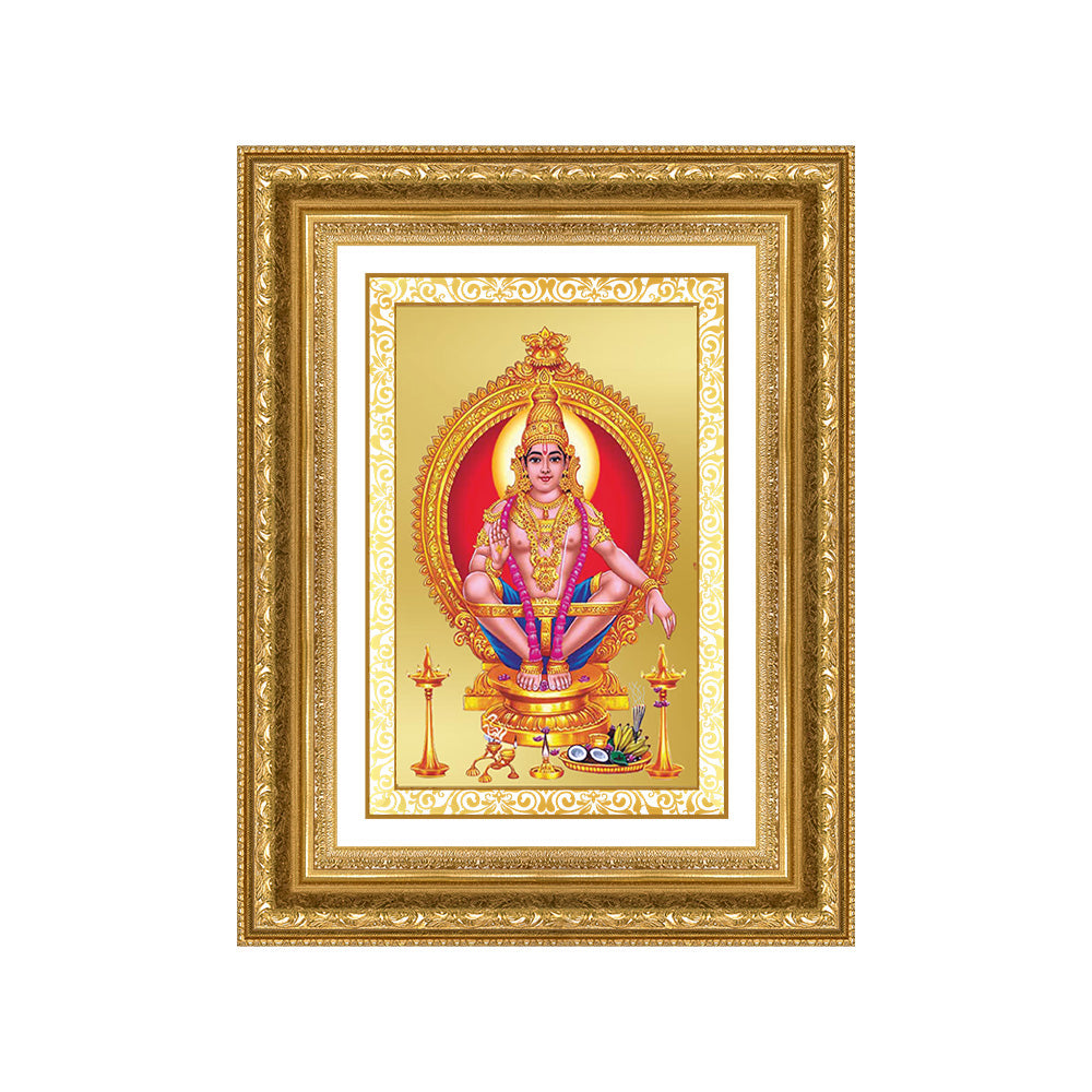 Diviniti 24K Gold Plated Ayyappan Divine Wall Frame for Home Mandir & Office Decor | Luxury Spiritual Gift
