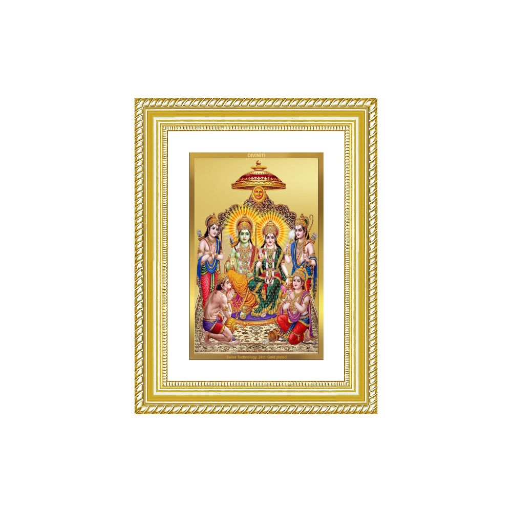 Diviniti 24K Gold Plated Ram Darbar Divine Wall Frame for Home Mandir & Office Decor | Luxury Spiritual Gift