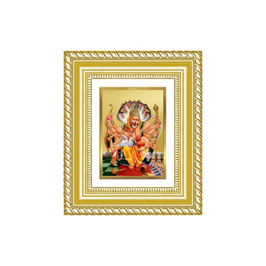 Diviniti 24K Gold Plated Narasimha Divine Table Top Frame for Home Mandir & Office Decor | Luxury Spiritual Gift