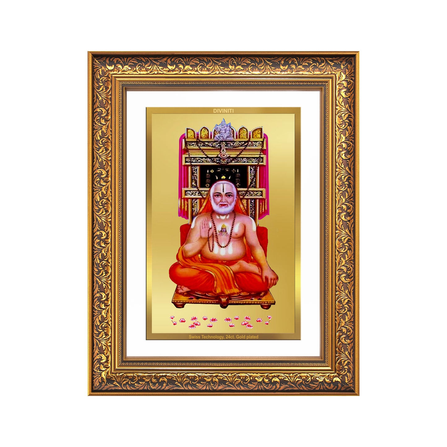 Sri Raghavendra Tirtha Swami | Revered Madhwa Saint Wall Mount Photo Frame in 24K Gold Plated Foil