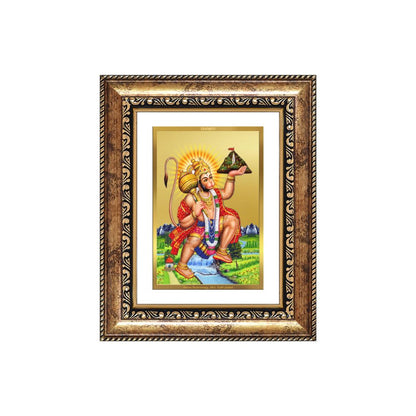 Diviniti 24K Gold Plated Hanuman With Mountain (Classic) Divine Wall and Table Top Frame for Home Mandir & Office Decor | Luxury Spiritual Gift