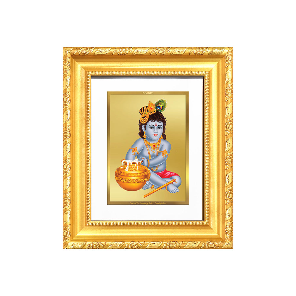 Diviniti 24K Gold Plated Bal Gopal Divine Table Top Frame for Home Mandir & Office Decor | Luxury Spiritual Gift