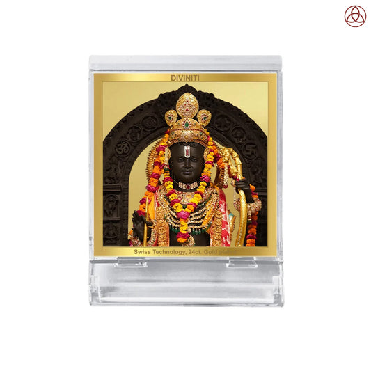 Ram Lalla | Divine Child Ram Car Dashboard & Tabletop Photo Frame in 24K Gold Plated Foil