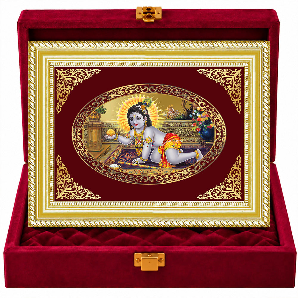 24K Gold-Plated Laddu Gopal Frame | Premium Gift Box | 35x27 CM