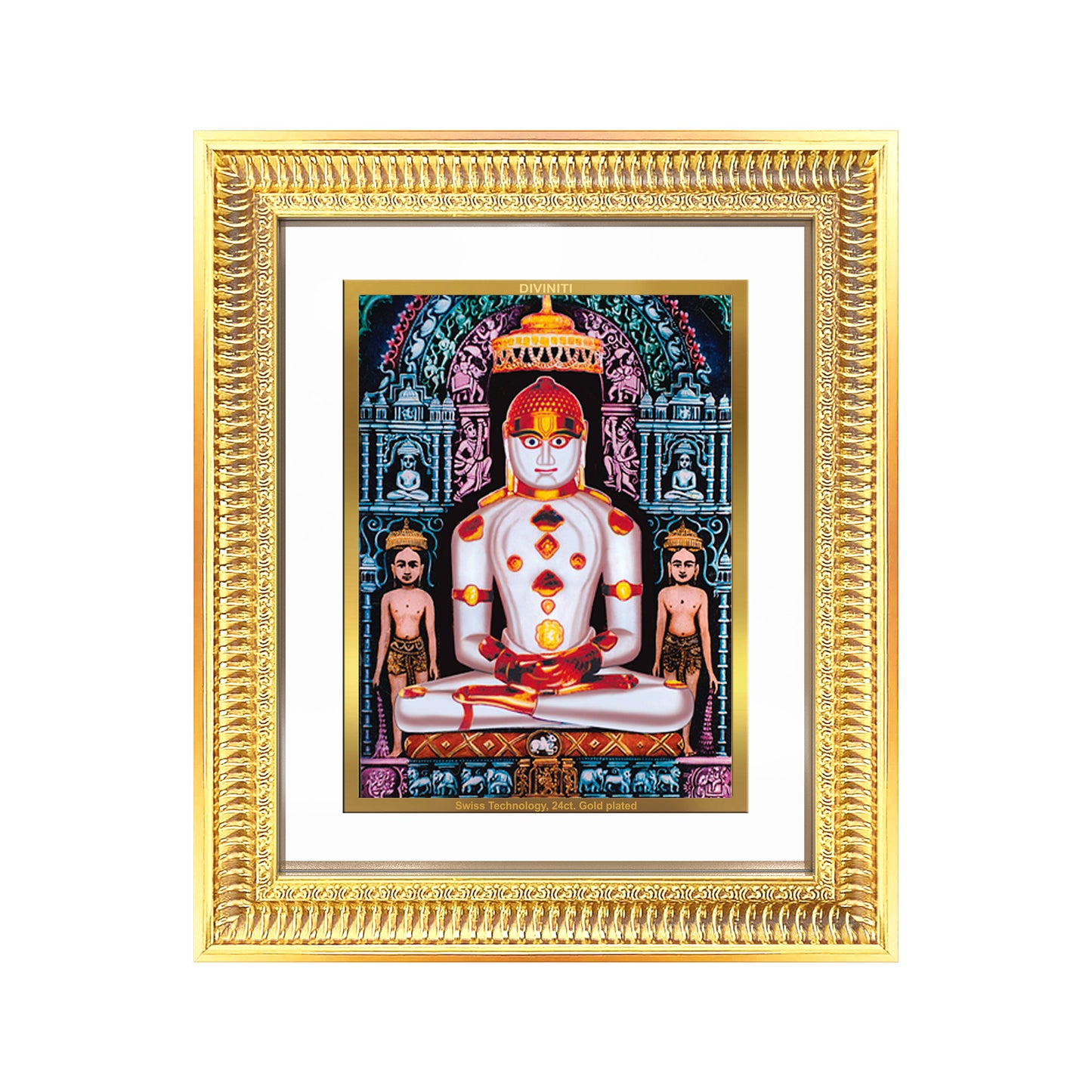 Diviniti 24K Gold Plated Adinath Divine Wall Frame for Home Mandir & Office Decor | Premium Jain Spiritual Gift