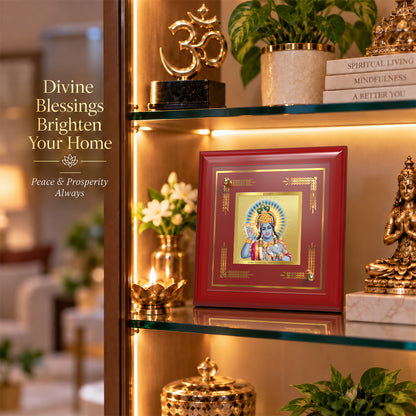 24K Gold-Plated Lord Vishnu MDF Frame | Premium Gift Box | 10x10 CM