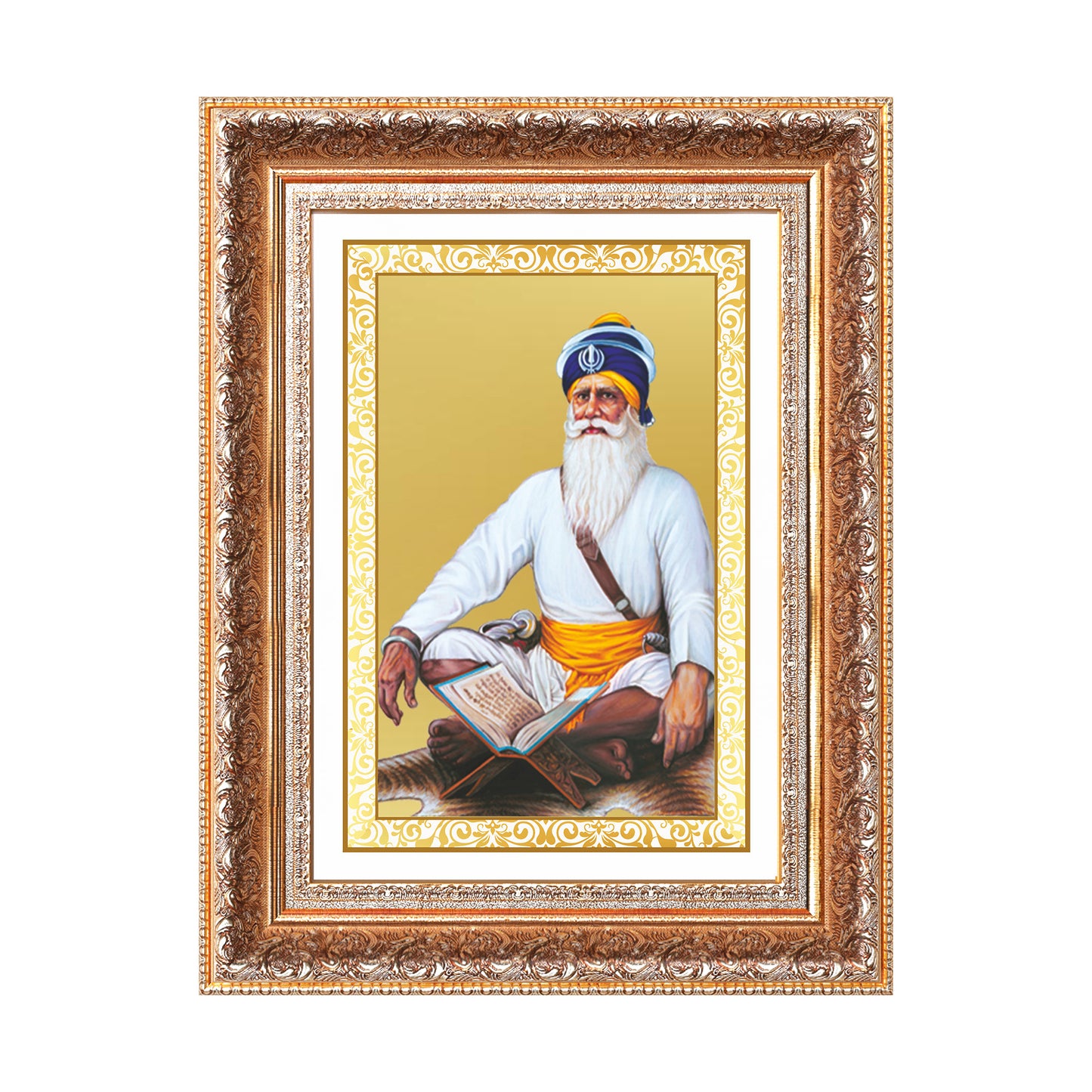 Baba Deep Singh Ji | Nihang Sikh and Martyr Wall Mount Photo Frame in 24K Gold Plated Foil