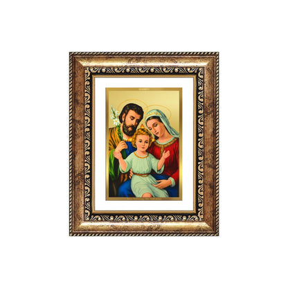 Diviniti 24K Gold Plated Holy Family (Classic) Divine Wall and Table Top Frame for Home Mandir & Office Decor | Luxury Spiritual Gift