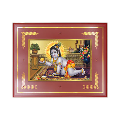Laddu Gopal | Bal Krishna Wall Mount Photo Frame in 24K Gold Plated Foil