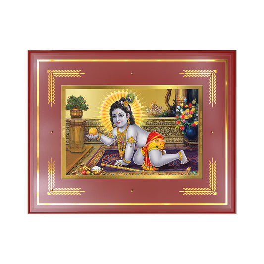 Laddu Gopal | Bal Krishna Wall Mount Photo Frame in 24K Gold Plated Foil