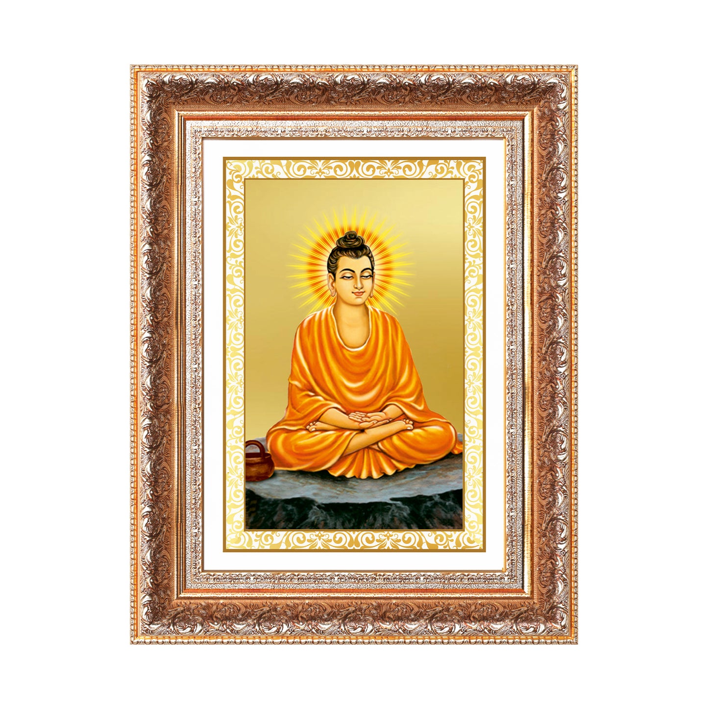 Lord Buddha |  Gautam Buddha | Wall Photo Frame in 24K Gold Plated Foil
