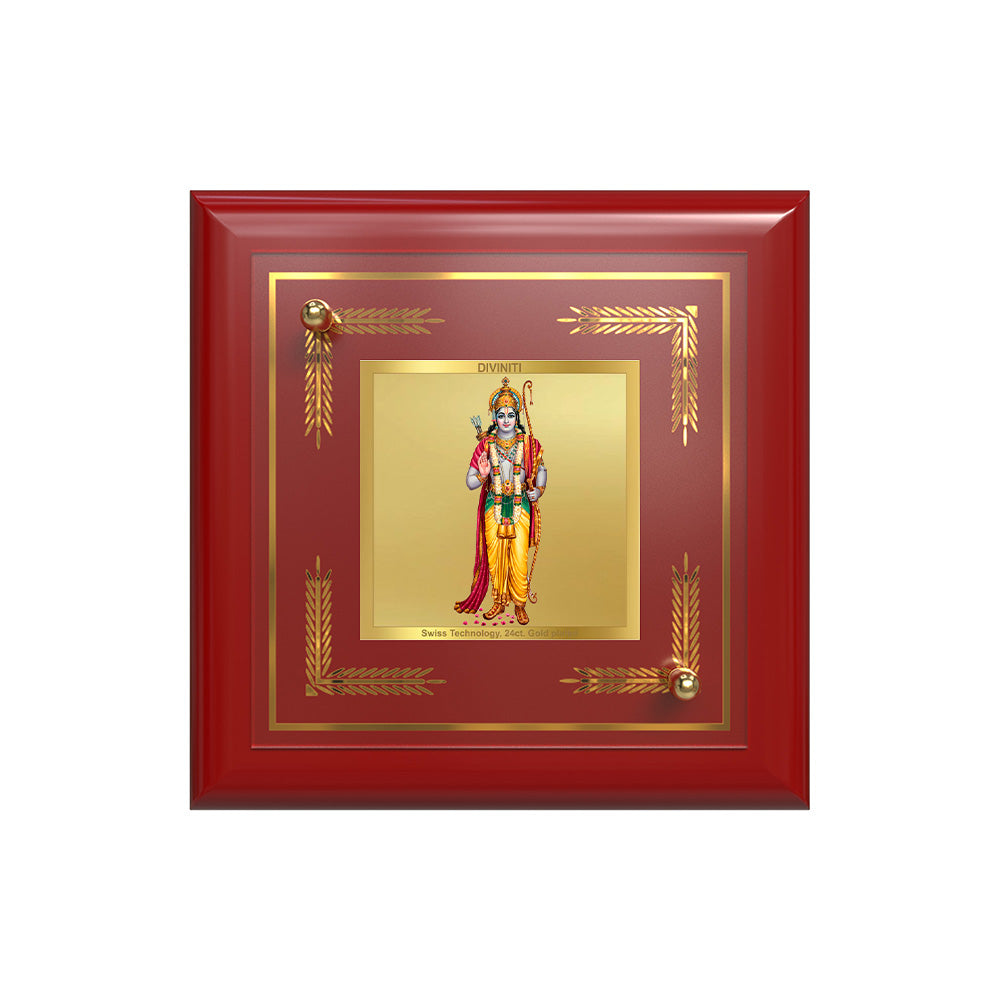 Ram Ji | Lord Ram Divine 24K Gold Plated Photo Frame for Home Décor, Tabletop & Office | Blessings of Dharma, Peace & Protection (MDF1A)