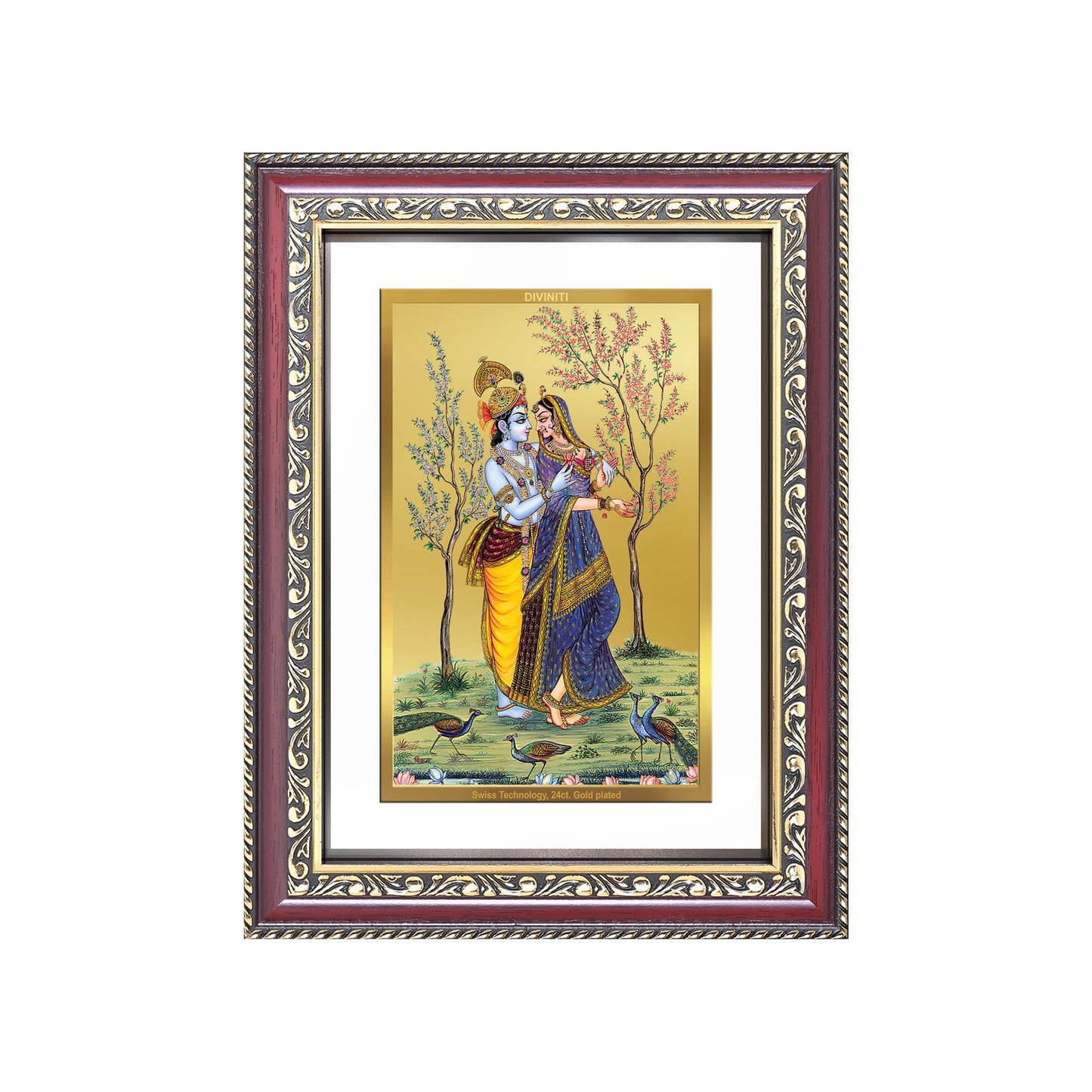 Diviniti 24K Gold Plated Radha Krishna (Classic) Divine Wall Frame for Home Mandir & Office Decor | Luxury Spiritual Gift