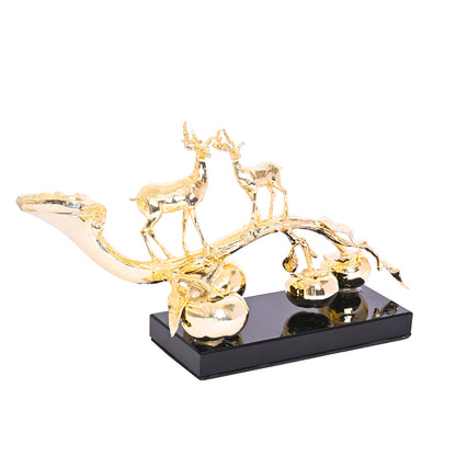 Diviniti 24K Gold Plated Deer With Dinosaur Idol Statue for Home & Office Decor Showpieces, Easy To Decorate To Any Place, Workshop, Table Top, Luxury Gift