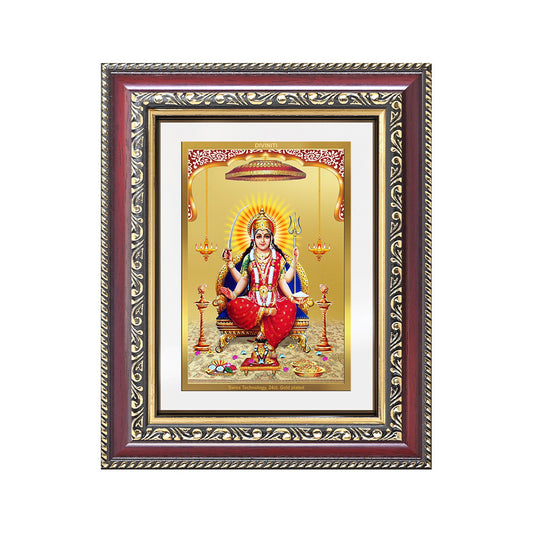 Diviniti 24K Gold Plated Santoshi Mata (Classic) Divine Wall and Table Top Frame for Home Mandir & Office Decor | Luxury Spiritual Gift