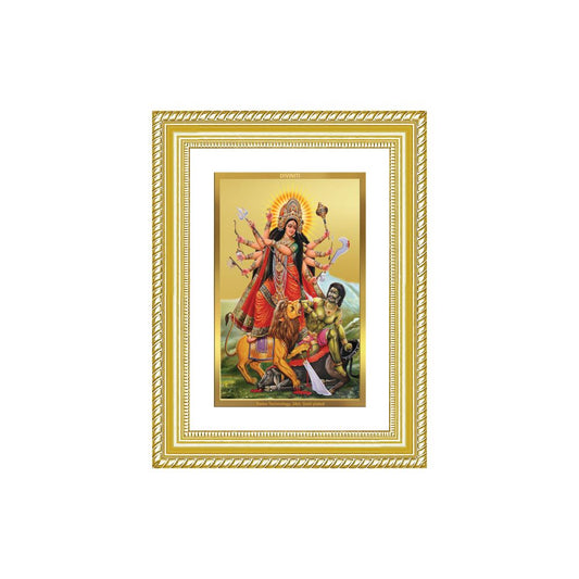 Diviniti 24K Gold Plated Durga - Mahishasura Mardini (Classic) Divine Wall Frame for Home Mandir & Office Decor | Luxury Spiritual Gift