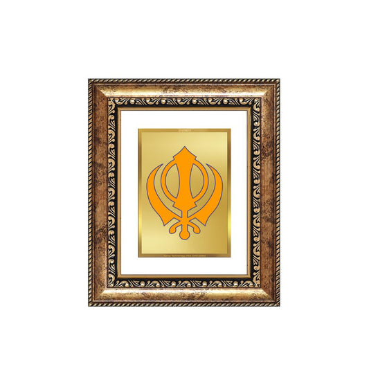 Diviniti 24K Gold Plated Khanda Sahib Divine Table Top Frame for Home Mandir & Office Decor | Luxury Spiritual Gift