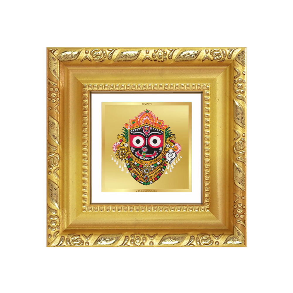 Diviniti Shree Jagannath Tabletop Photo Frame in 24K Gold Plated Foil | Divine Protection, Faith & Spiritual Bliss | DG103S1A (10x10 CM)