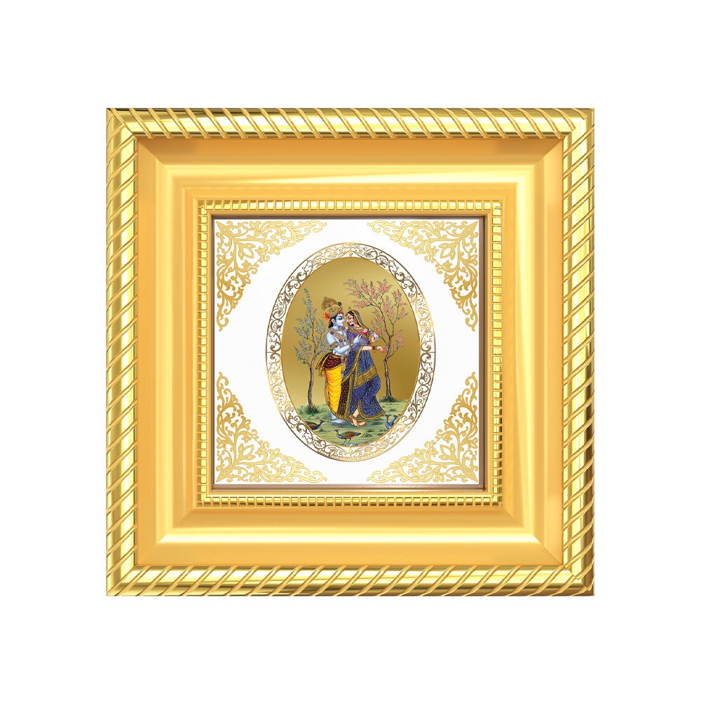 Radha Krishna | Divine Eternal Love Royal Tabletop Photo Frame in 24K Gold Plated Foil
