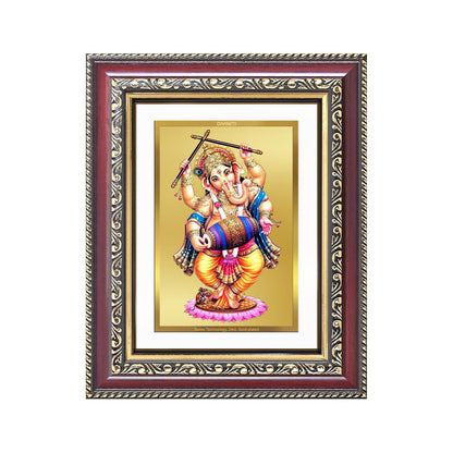 Diviniti 24K Gold Plated Dancing Ganesha (Classic) Divine Wall and Table Top Frame for Home Mandir & Office Decor | Luxury Spiritual Gift