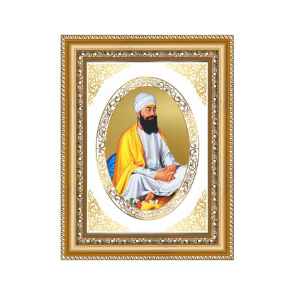 Guru Tegh Bahadur Sahib Ji | Sikh Guru Wall & Tabletop Royal Photo Frame in 24K Gold Plated Foil