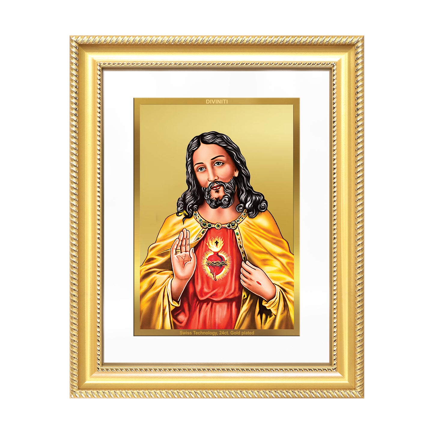 Diviniti 24K Gold Plated Jesus Christ (Classic) Divine Wall Frame for Home Mandir & Office Decor | Luxury Spiritual Gift