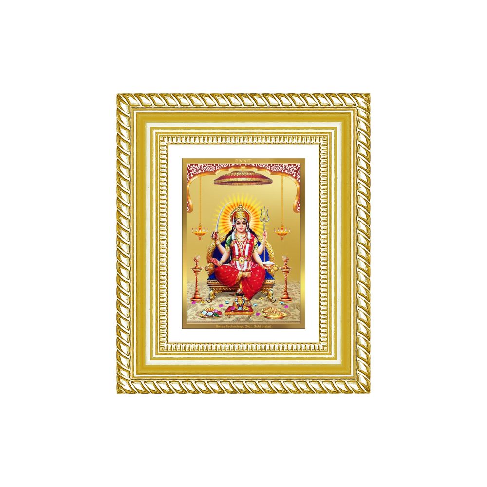 Diviniti 24K Gold Plated Santoshi Mata Divine Table Top Frame for Home Mandir & Office Decor | Luxury Spiritual Gift