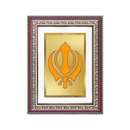 Diviniti 24K Gold Plated Khanda Sahib (Classic) Divine Wall Frame for Home Mandir & Office Decor | Luxury Spiritual Gift