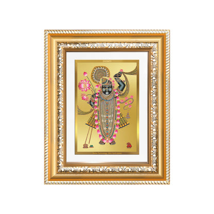 Diviniti 24K Gold Plated Shrinath Ji (Classic) Divine Wall and Table Top Frame for Home Mandir & Office Decor | Luxury Spiritual Gift