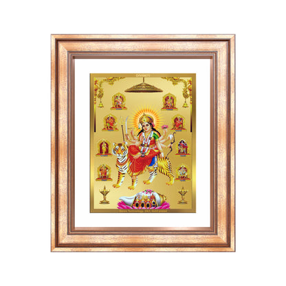 Diviniti 24K Gold Plated Nav Durga (Classic) Divine Wall Frame for Home Mandir & Office Decor | Luxury Spiritual Gift