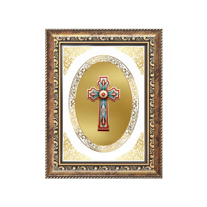 Holy Cross | Christian Sacred Wall & Tabletop Royal Photo Frame in 24K Gold Plated Foil