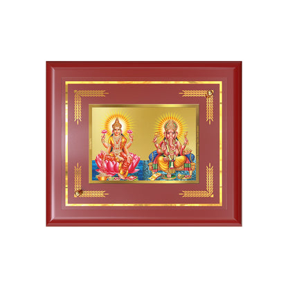 Diviniti 24K Gold Plated Lakshmi & Ganesh Blessing Tabletop Photo Frame | Wealth, Prosperity & Divine Grace MDF Size 1