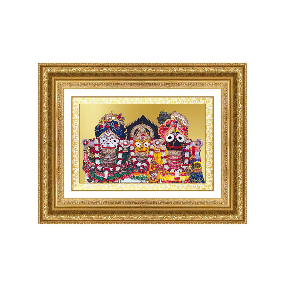 Diviniti 24K Gold Plated Jagannath Subhadra Balabhadra (Classic) Divine Wall Frame for Home Mandir & Office Decor | Luxury Spiritual Gift