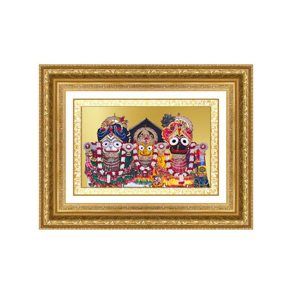 Diviniti 24K Gold Plated Jagannath Subhadra Balabhadra (Classic) Divine Wall Frame for Home Mandir & Office Decor | Luxury Spiritual Gift