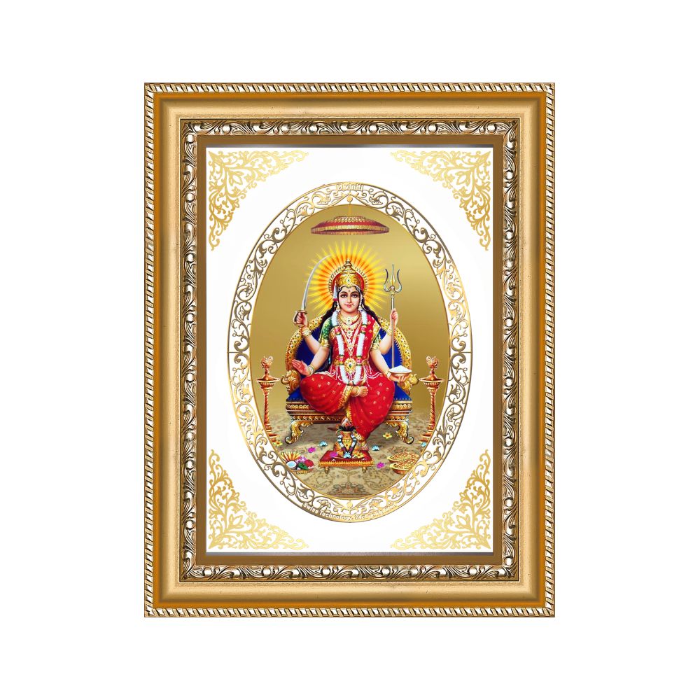 Santoshi Mata | Divine Contentment Wall & Tabletop Royal Photo Frame in 24K Gold Plated Foil
