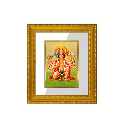 DIVINITI 24K Gold Plated Foil Panchmukhi Hanuman Wall Photo Frame Religious Photo Frame Idol for Home & Office Decor Prayer, Gifts Items DG 101 Size 1 (15.3x14.9 CM)