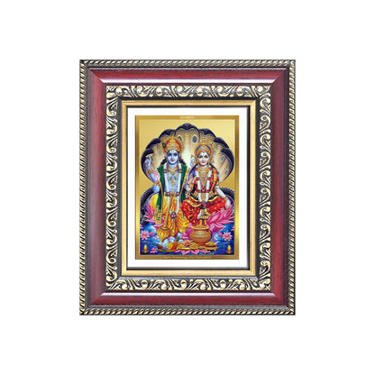 Diviniti 24K Gold Plated Vishnu Lakshmi (Classic) Divine Table Top Frame for Home Mandir & Office Decor | Luxury Spiritual Gift