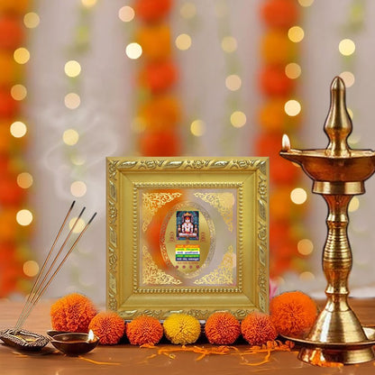Adinath with Namokar Mantra | Divine Jain Tirthankar Royal Tabletop Photo Frame in 24K Gold Plated Foil