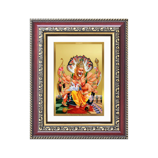Diviniti 24K Gold Plated Narasimha (Classic) Divine Wall and Table Top Frame for Home Mandir & Office Decor | Luxury Spiritual Gift