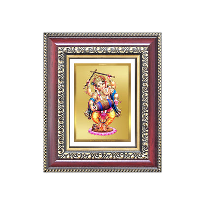 Diviniti 24K Gold Plated Dancing Ganesha (Classic) Divine Table Top Frame for Home Mandir & Office Decor | Luxury Spiritual Gift