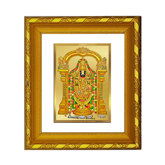 DIVINITI 24K Gold Plated Foil Tirupati Balaji Photo Frame for Home Decor, Premium Gift, Puja DG 103 Size 1 (15.3x14.9 CM)