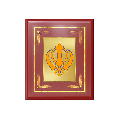 Diviniti 24K Gold Plated Khanda Sahib Blessing Tabletop Photo Frame | Strength, Unity & Spiritual Grace