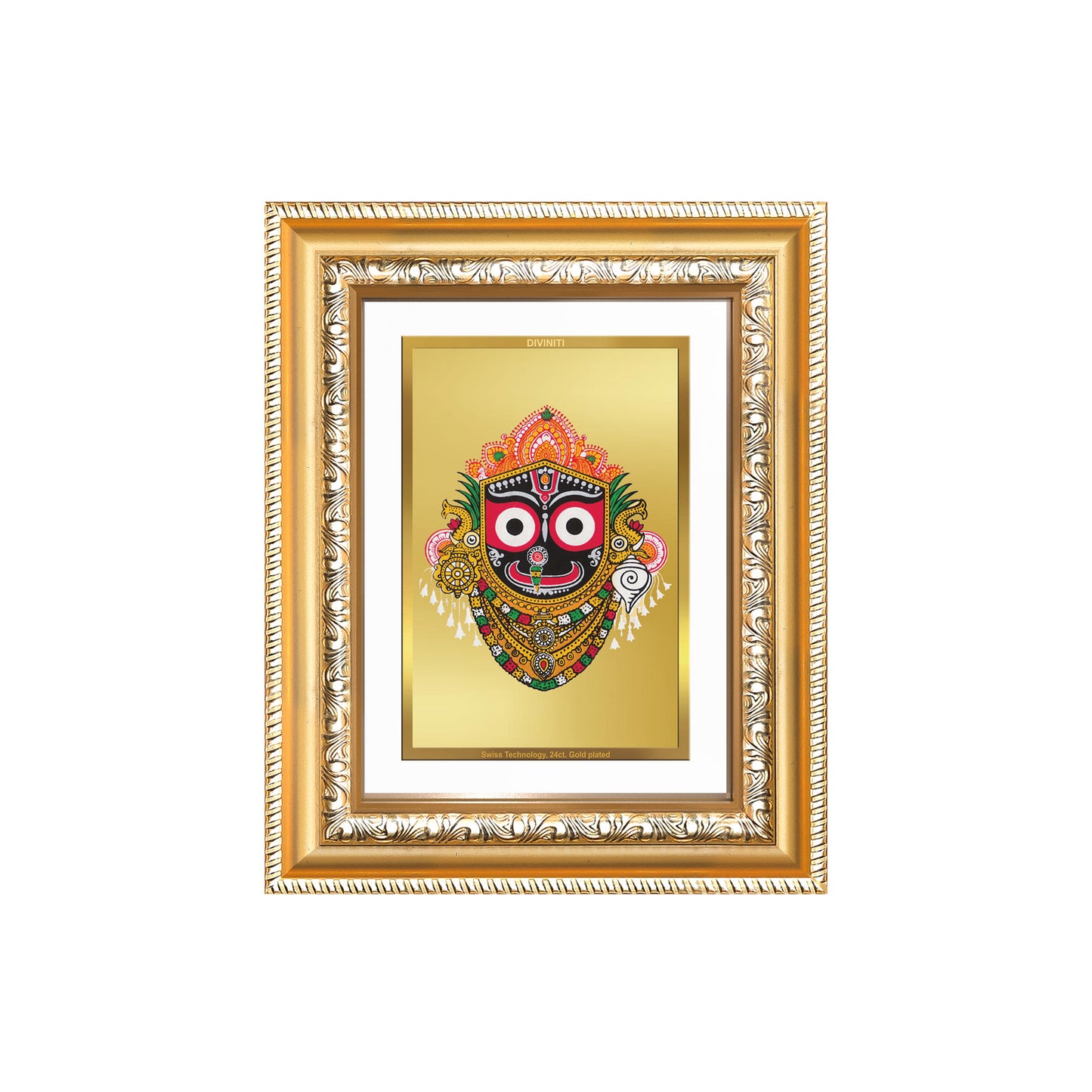 Diviniti 24K Gold Plated Jagannath (Classic) Divine Wall and Table Top Frame for Home Mandir & Office Decor | Luxury Spiritual Gift