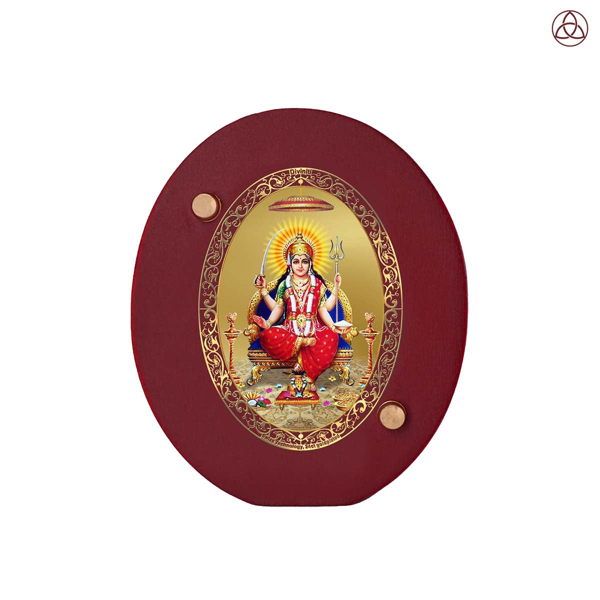 Santoshi Mata Car Dashboard & Tabletop Photo Frame in 24K gold plated royal foil
