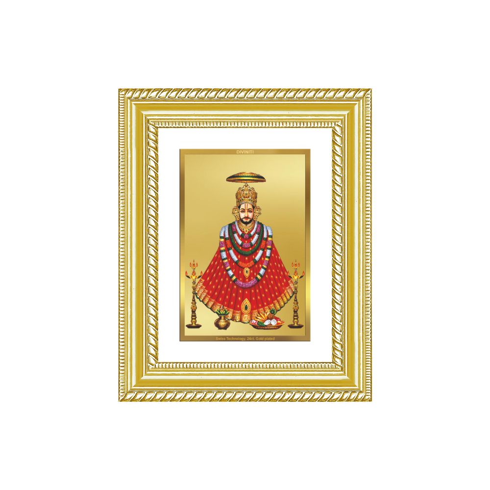 Diviniti 24K Gold Plated Khatu Shyam (Classic) Divine Wall and Table Top Frame for Home Mandir & Office Decor | Luxury Spiritual Gift