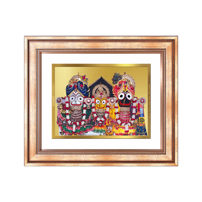 Diviniti 24K Gold Plated Jagannath Subhadra Balabhadra (Classic) Divine Wall Frame for Home Mandir & Office Decor | Luxury Spiritual Gift