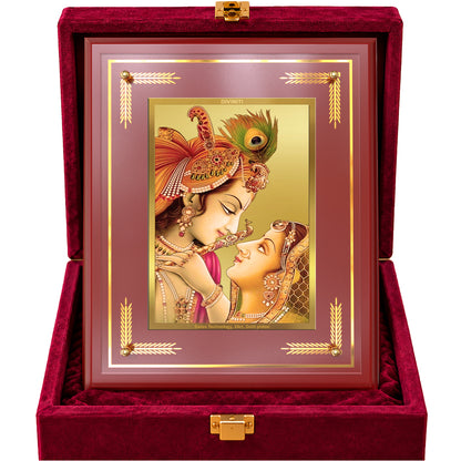 24K Gold-Plated Radha Krishna MDF Frame | Premium Gift Box | 27x35 CM